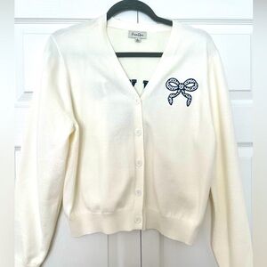 Women's embroidered Cream Cardigan Sweater